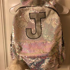 JUSTICE backpack silver rhinestone